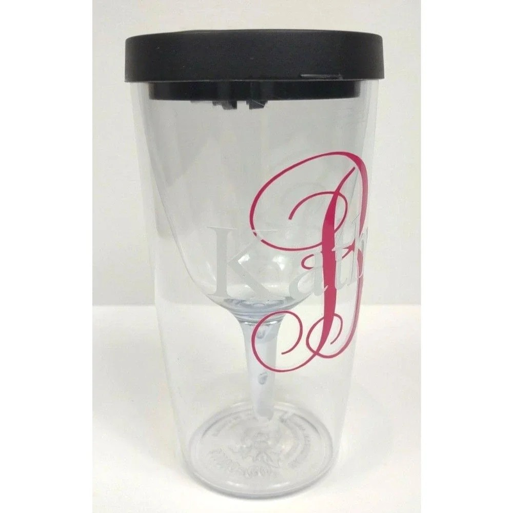 VINO2GO Personalized Wine Tumbler Insulated Double Wall Acrylic Initialed B